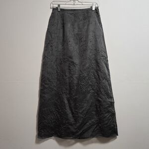 Vintage Anne Taylor 100% Silk Grey Embroidered Flora Pearl Maxi Skirt